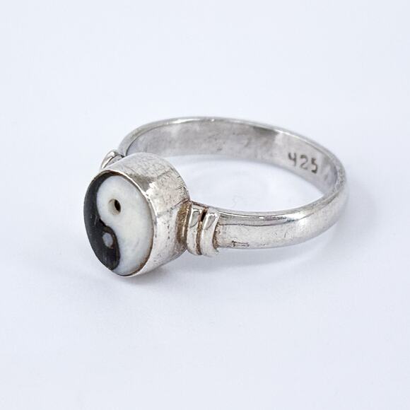 Vintage Sterling Silver 925 Yin Yang Ring Size 6 - Picture 6 of 10